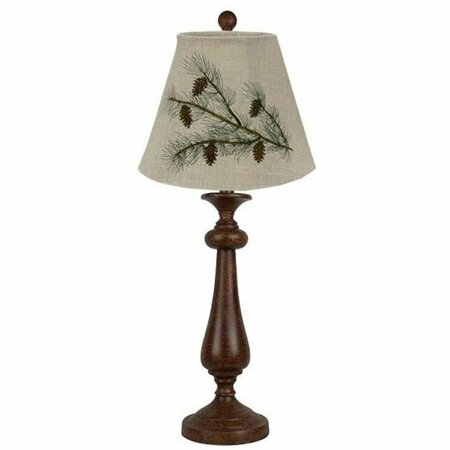 ESTALLAR Distressed Brown Traditional Table Lamp with Pine Cone Embroidered Shade ES3094817